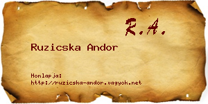Ruzicska Andor névjegykártya